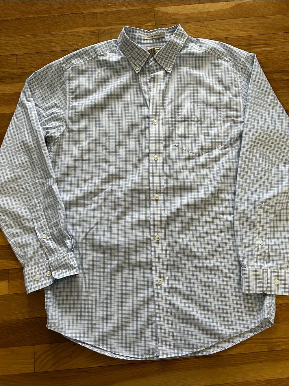 L.L.Bean Men's Blue and white Button-Front Shirt